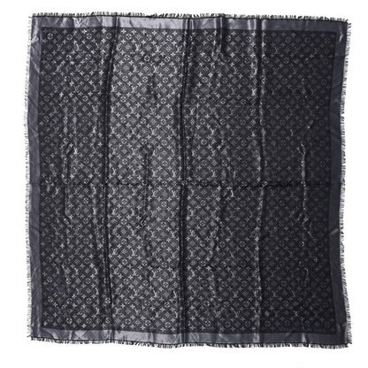 Louis Vuitton Silk Lurex Wool Monogram Shine Shawl Black 1 of 4