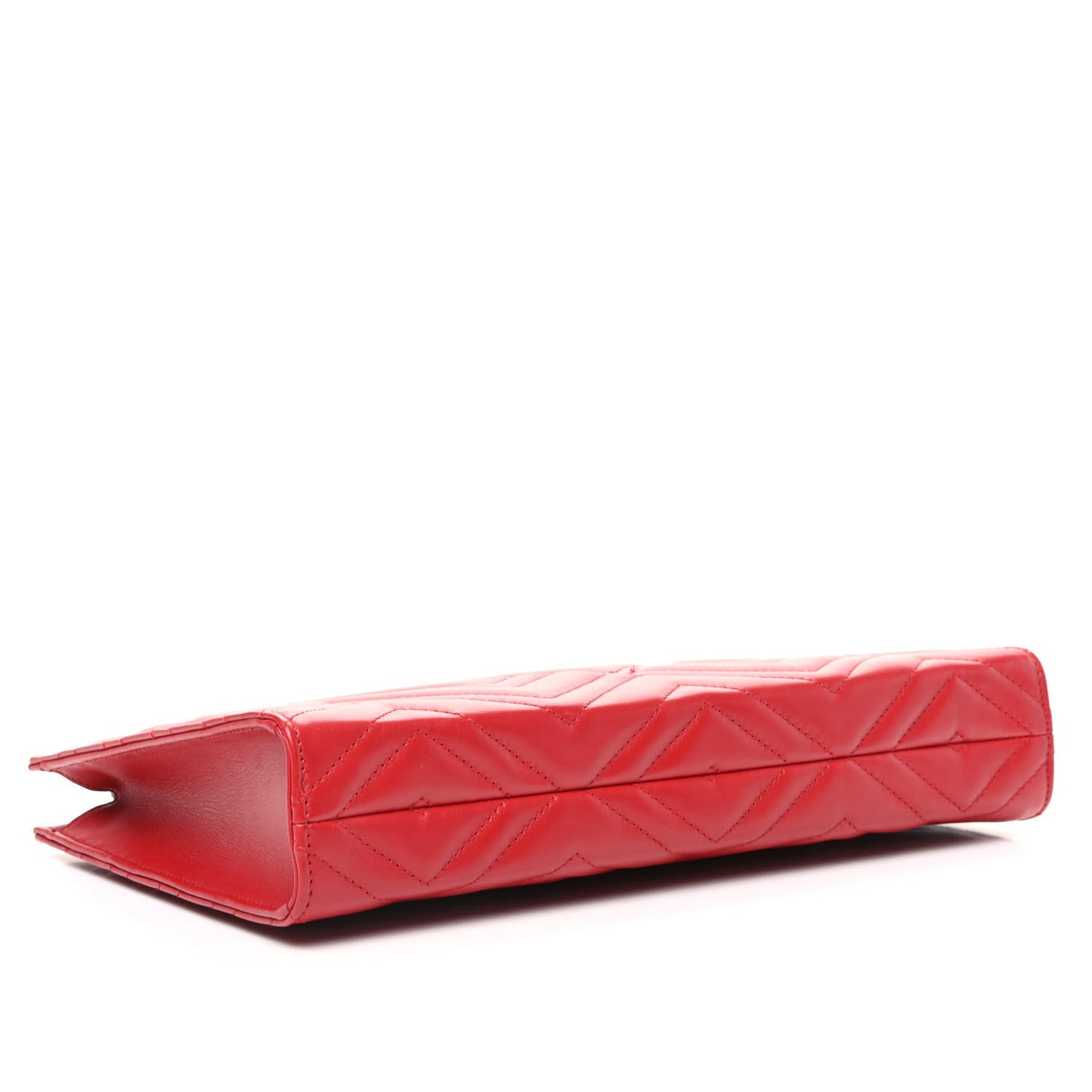 Calfskin Matelasse Chevron Heart GG Marmont Clutch Hibiscus Red