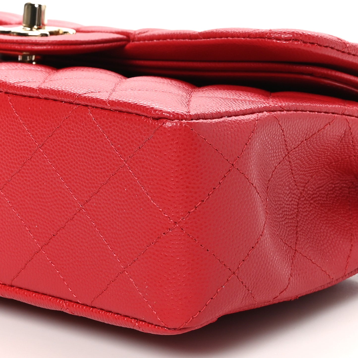 Caviar Quilted Small Double Flap Red
