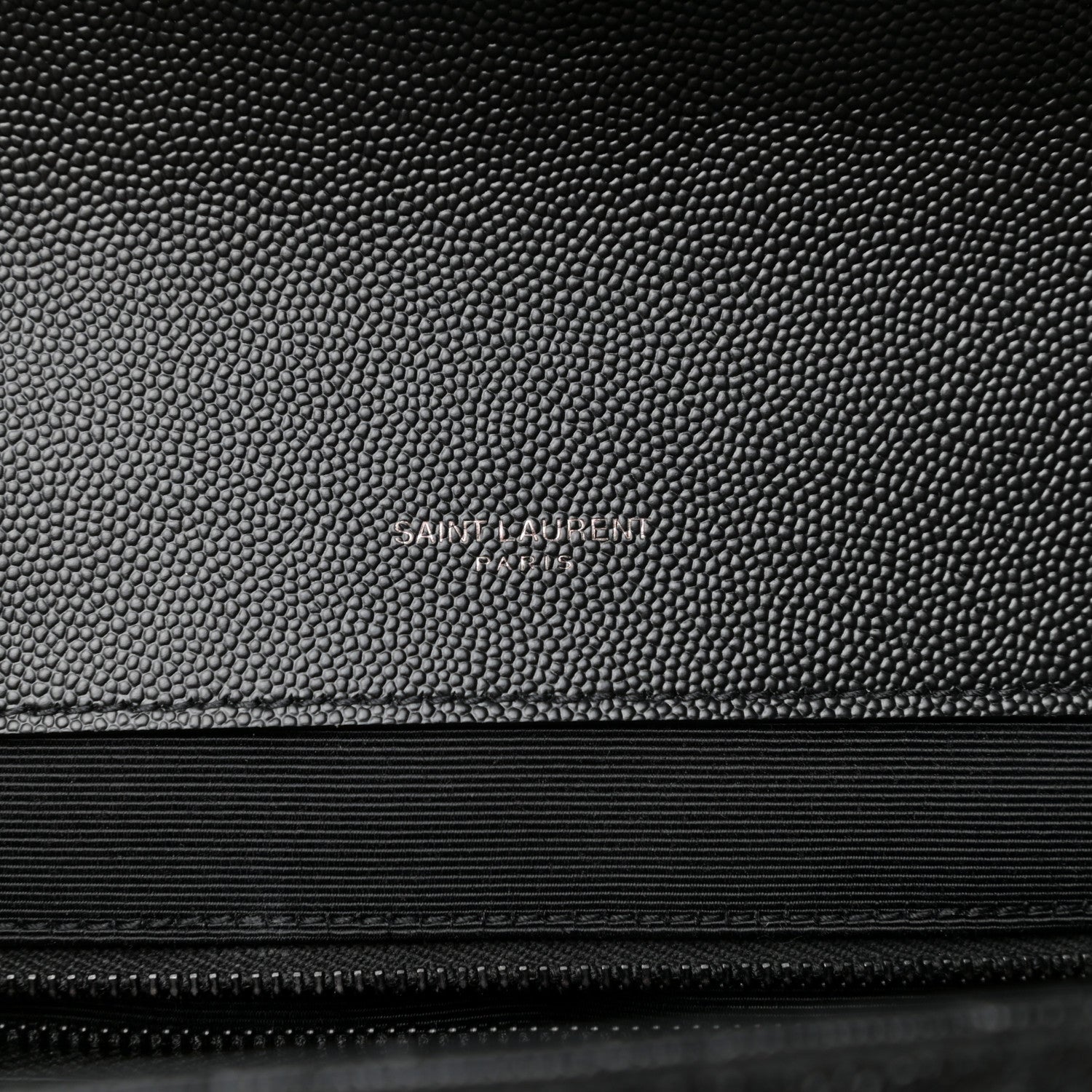 Saint Laurent Grain De Poudre Textured Mixed Matelasse Large Triquilt Monogram Monochrome Satchel Black 6 of 9