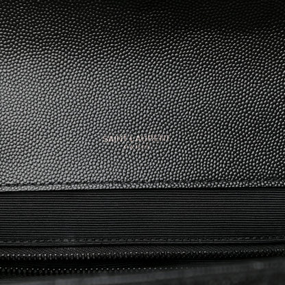 Saint Laurent Grain De Poudre Textured Mixed Matelasse Large Triquilt Monogram Monochrome Satchel Black 6 of 9