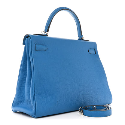 Hermes Togo Kelly Retourne 32 Bleu Zanzibar 3 of 14