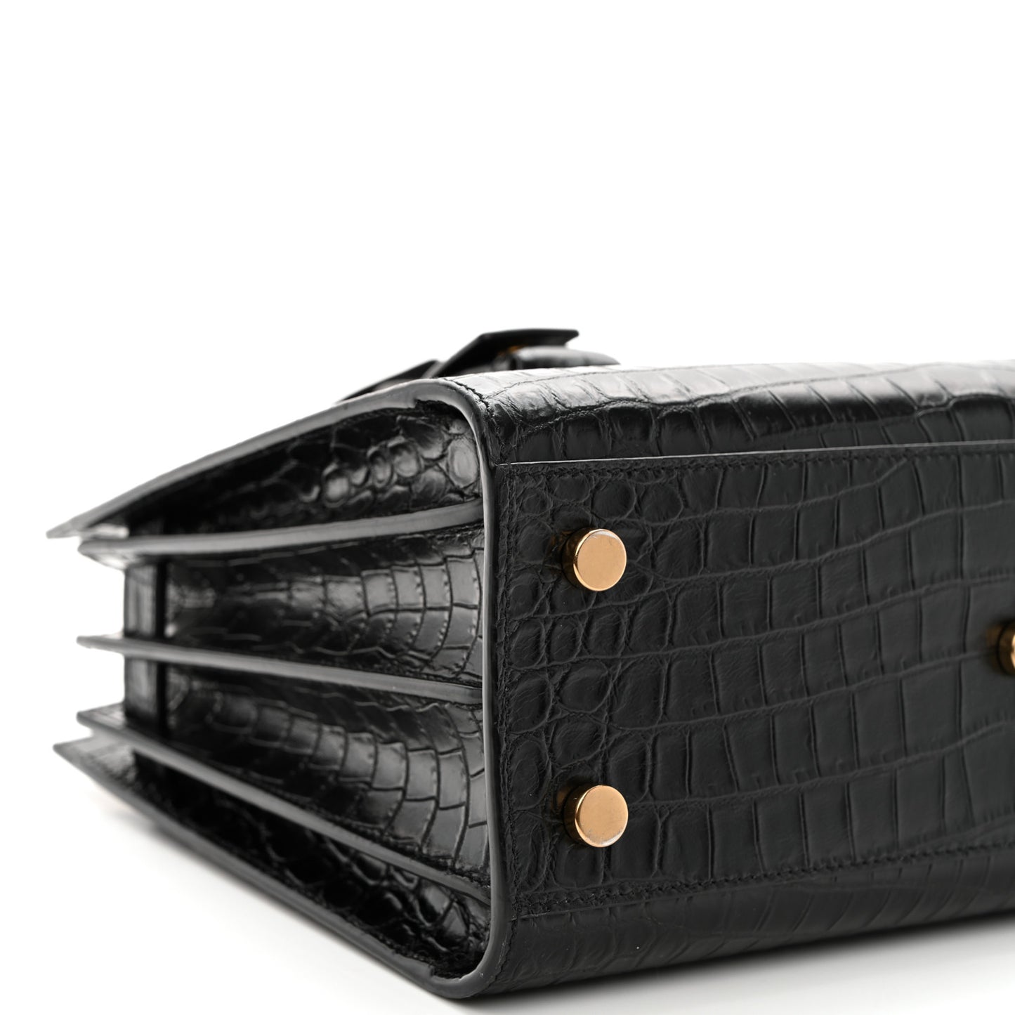 Calfskin Crocodile Embossed Baby Sac De Jour Black