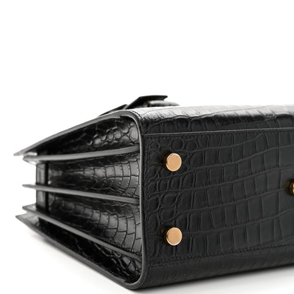 Saint Laurent Calfskin Crocodile Embossed Baby Sac De Jour Black 9 of 11
