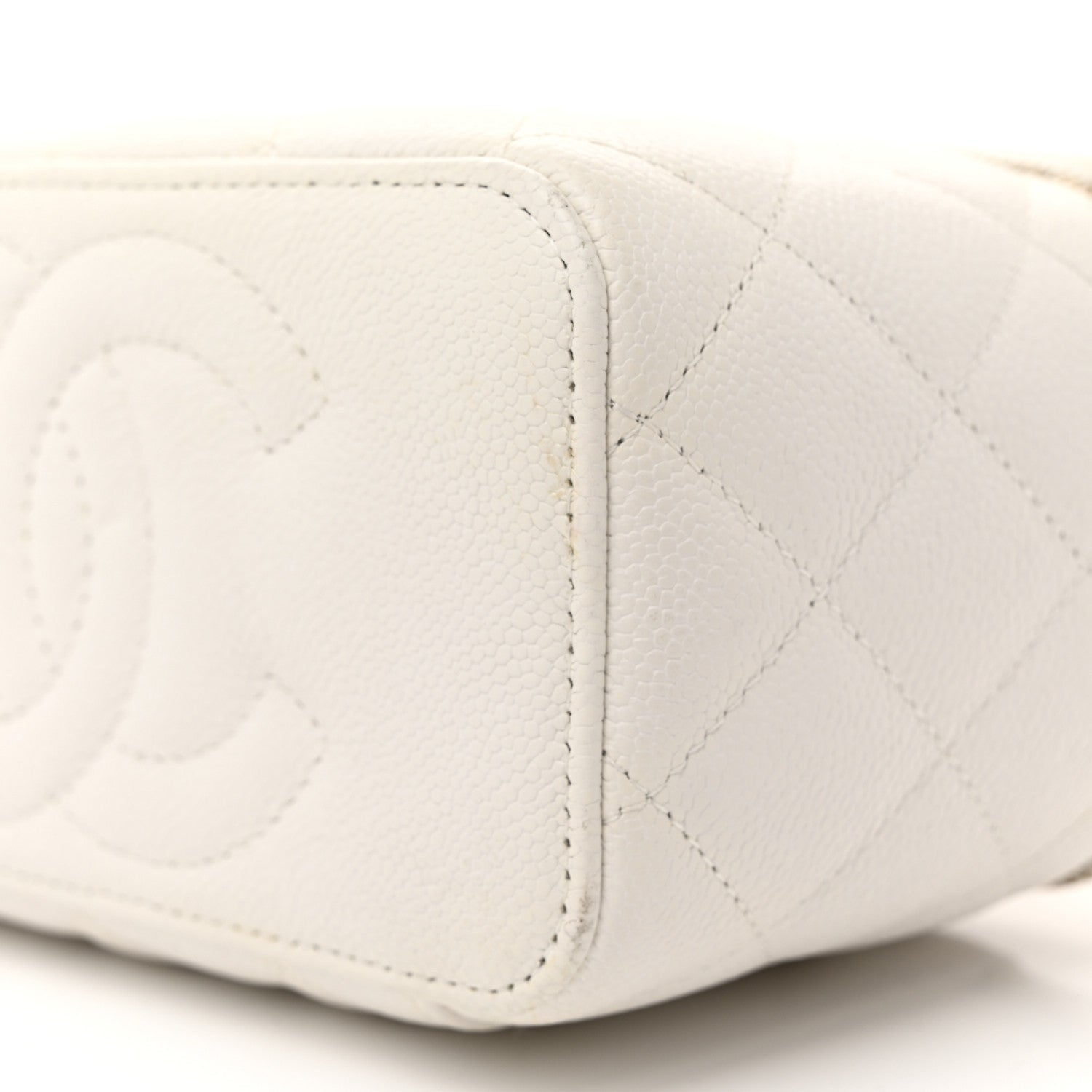 Chanel Caviar Quilted Sweetheart Vanity Case White 10 of 12