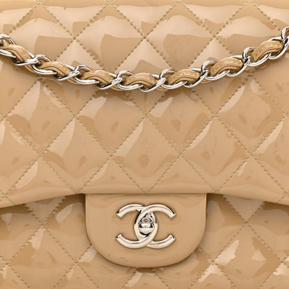 Chanel Patent Quilted Jumbo Double Flap Beige 8 of 15