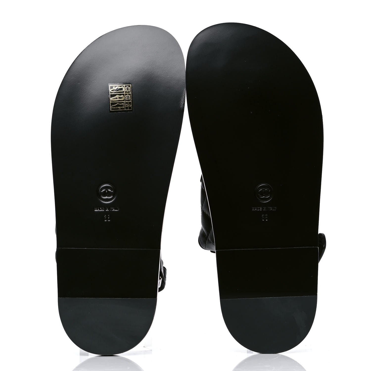 Chanel Lambskin Velcro Dad Sandals 38 Black 4 of 4