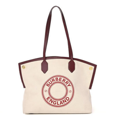 Burberry Cotton Canvas Calfskin Medium Society Tote Bag Natural 1 of 13