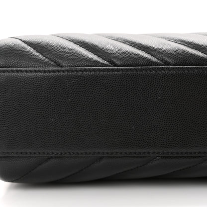 Saint Laurent Grain de Poudre Matelasse Chevron Medium Tribeca Shopping Bag Black 14 of 15