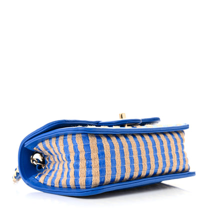 Chanel Raffia Jute Striped Small Urban Jungle Single Flap Blue 4 of 11