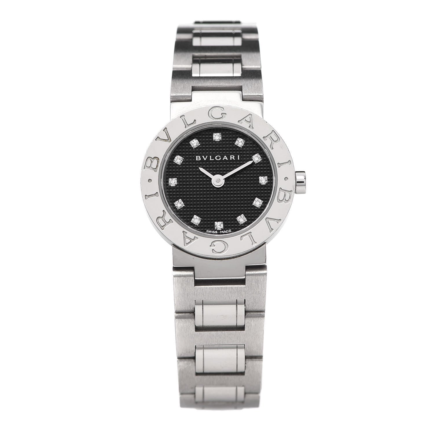 Bulgari Stainless Steel Diamond 23mm Quartz Watch Black 1 of 6