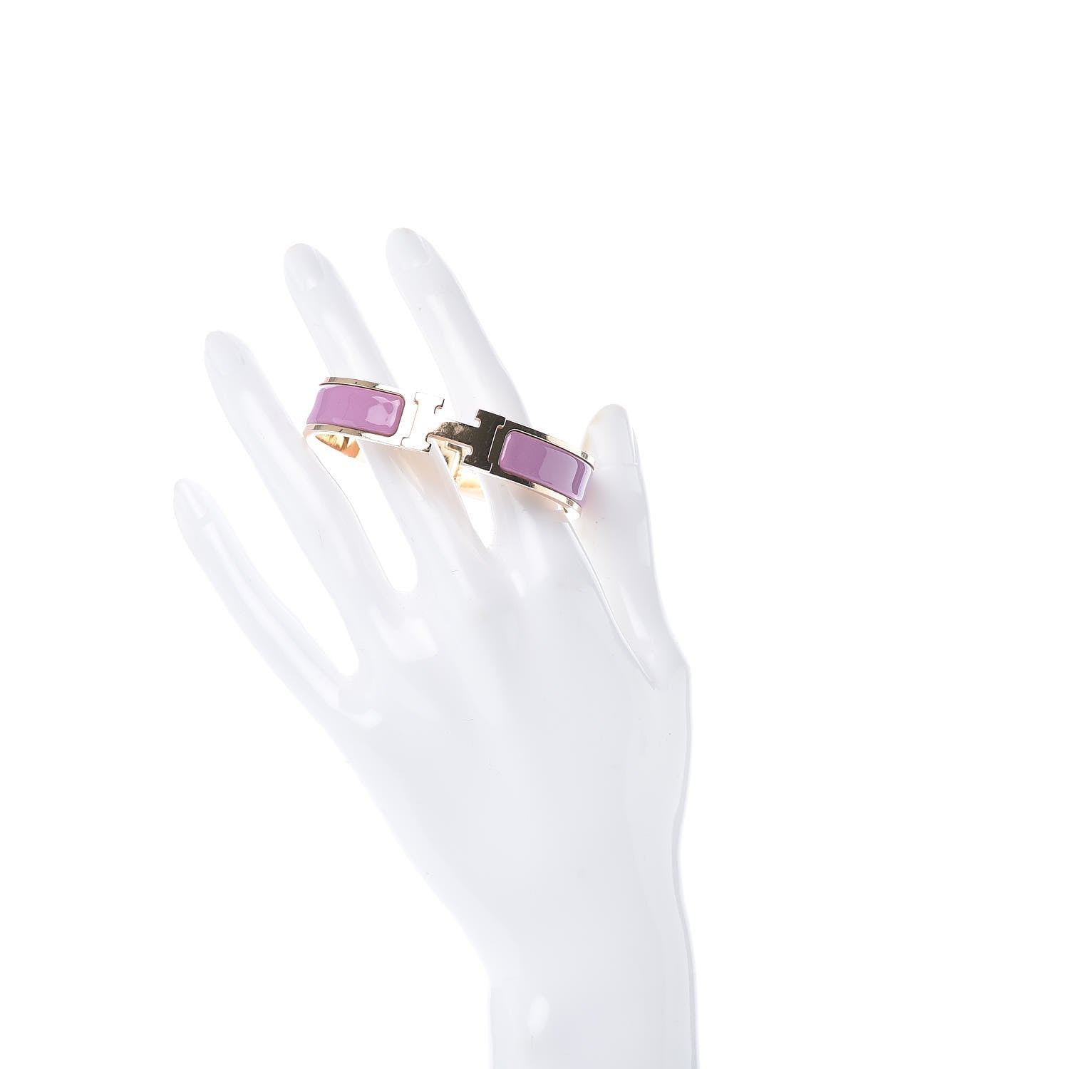 Hermes Enamel Narrow Clic Clac H Bracelet PM Rose Velours 2 of 7
