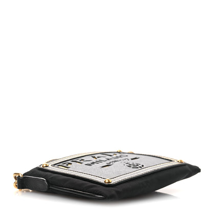 Prada Tessuto Bandoliera Logo Shoulder Bag Gold Black 4 of 13