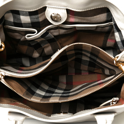 Burberry Calfskin House Check Large Banner Tote White 4 of 8