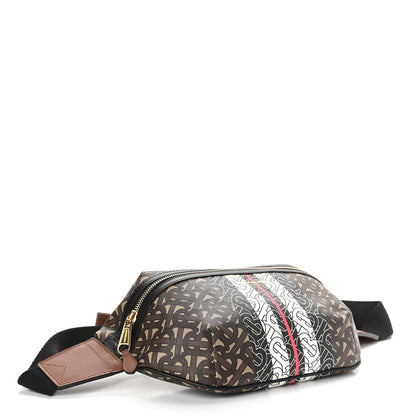 Burberry E-Canvas Monogram Stripe Medium Sonny Bum Bag Bridle Brown 3 of 9