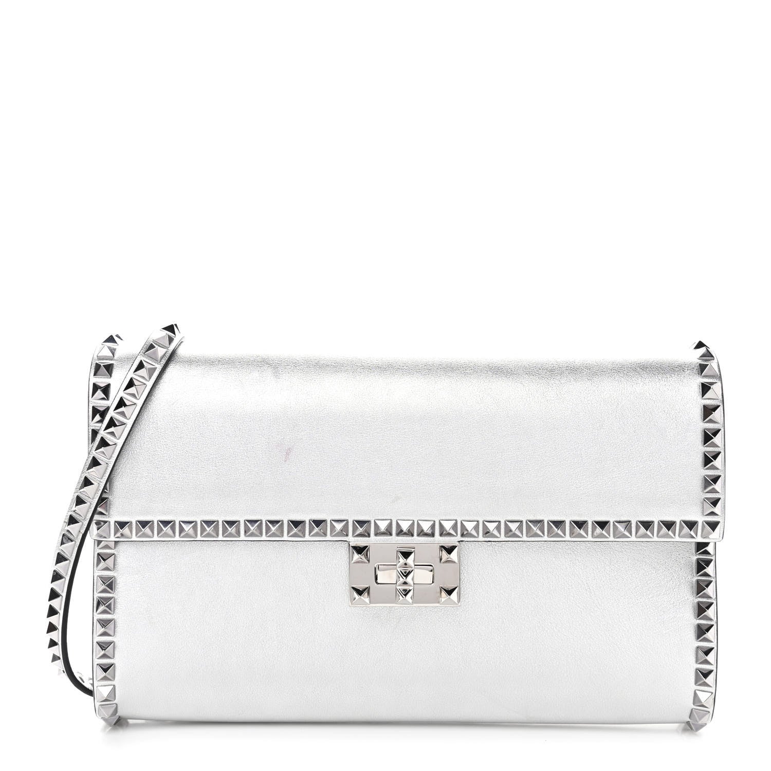 Valentino Garavani Vitello Rockstud No Limit Shoulder Bag Silver 1 of 14