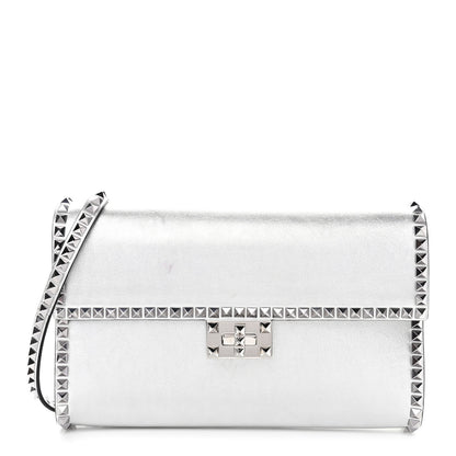 Valentino Garavani Vitello Rockstud No Limit Shoulder Bag Silver 1 of 14