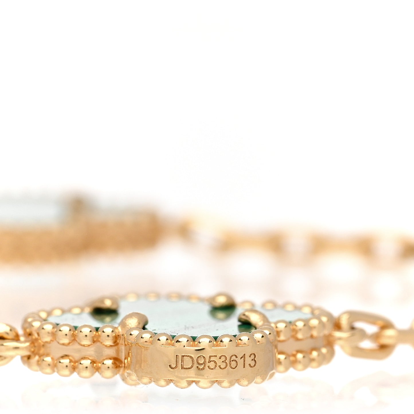18K Yellow Gold Malachite 5 Motifs Vintage Alhambra Bracelet
