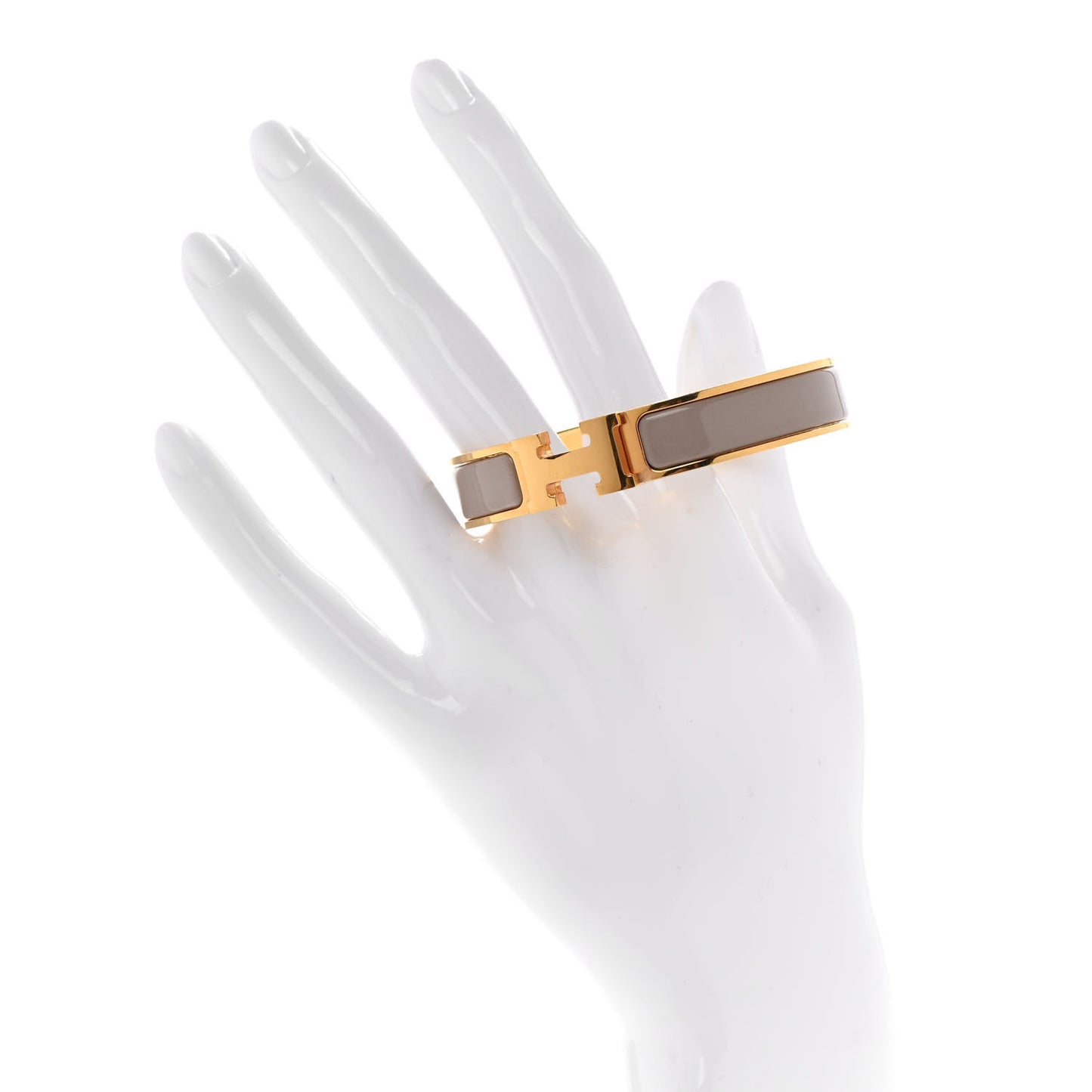 Enamel Narrow Clic Clac H Bracelet GM Marron Glace