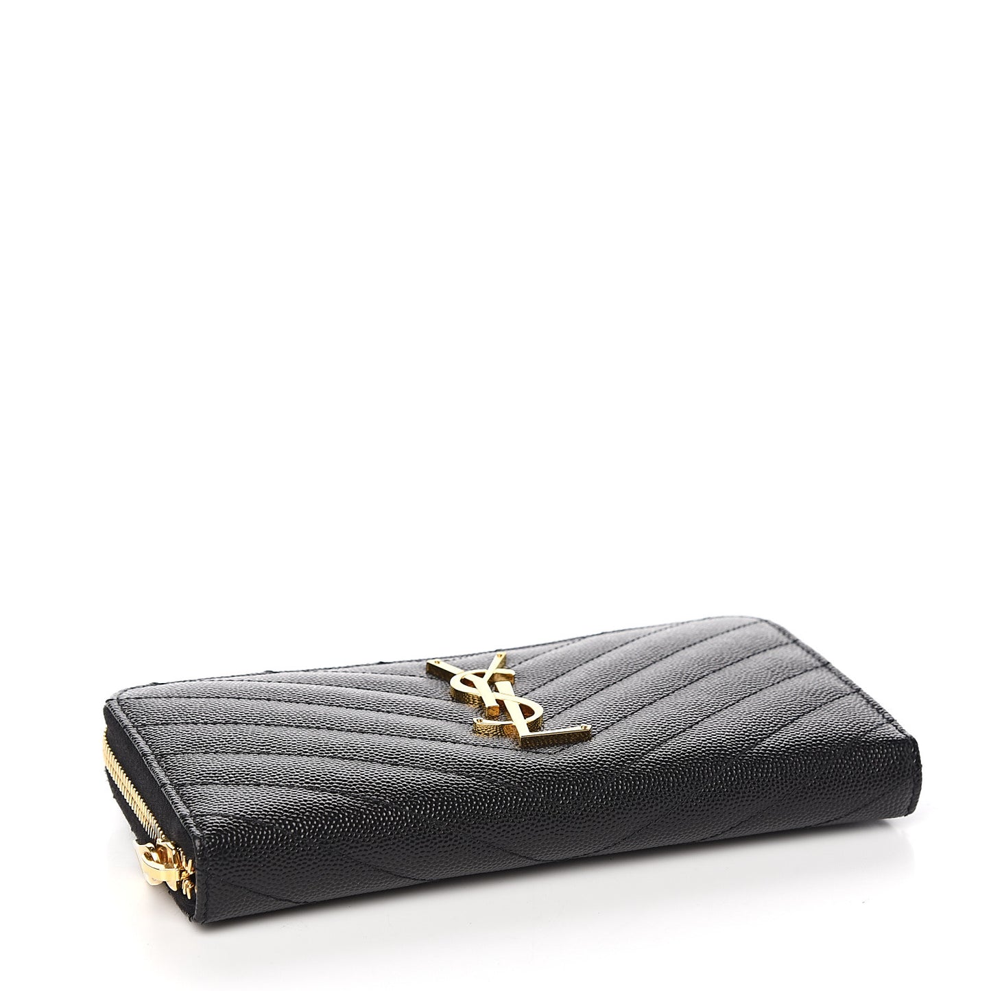 Grain De Poudre Matelasse Chevron Monogram Zip Around Wallet Black