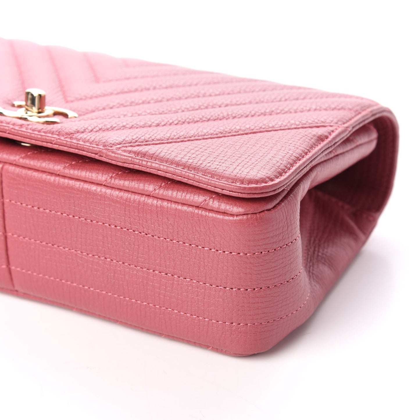 Calfskin Chevron Quilted Statement Flap Pink