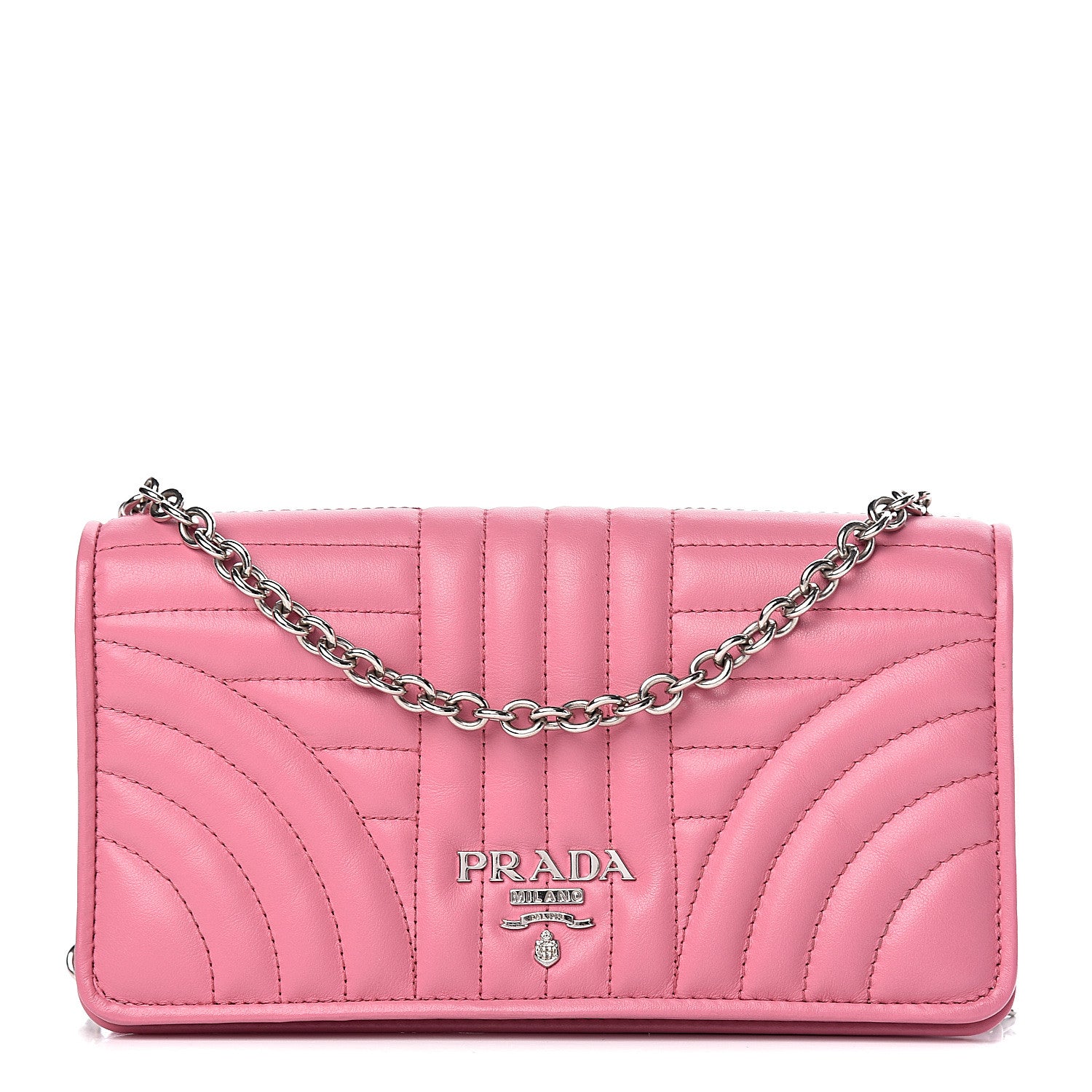 Prada Soft Calf Quilted Diagramme Chain Wallet Begonia 1 of 10