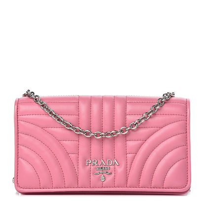 Prada Soft Calf Quilted Diagramme Chain Wallet Begonia 1 of 10