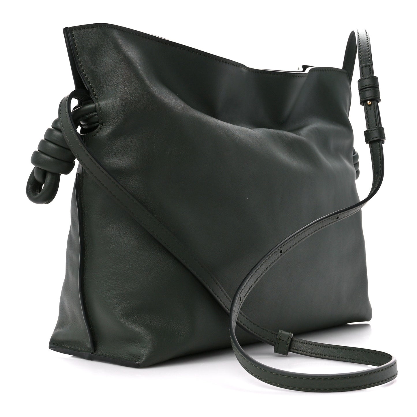 Calfskin Flamenco Knot Clutch Vintage Khaki