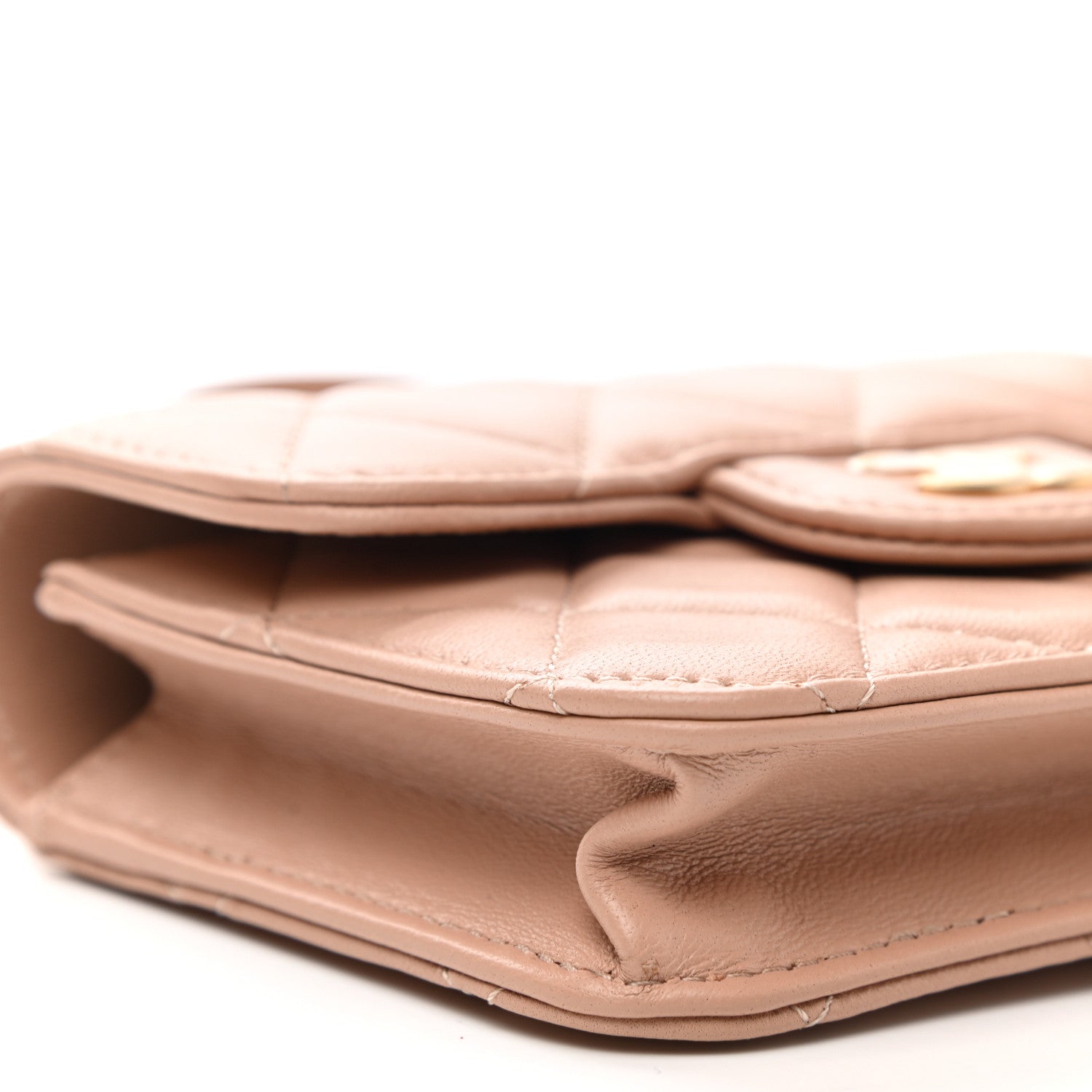 Chanel Lambskin Quilted Top Handle Flap Coin Purse With Chain Beige 10 of 11