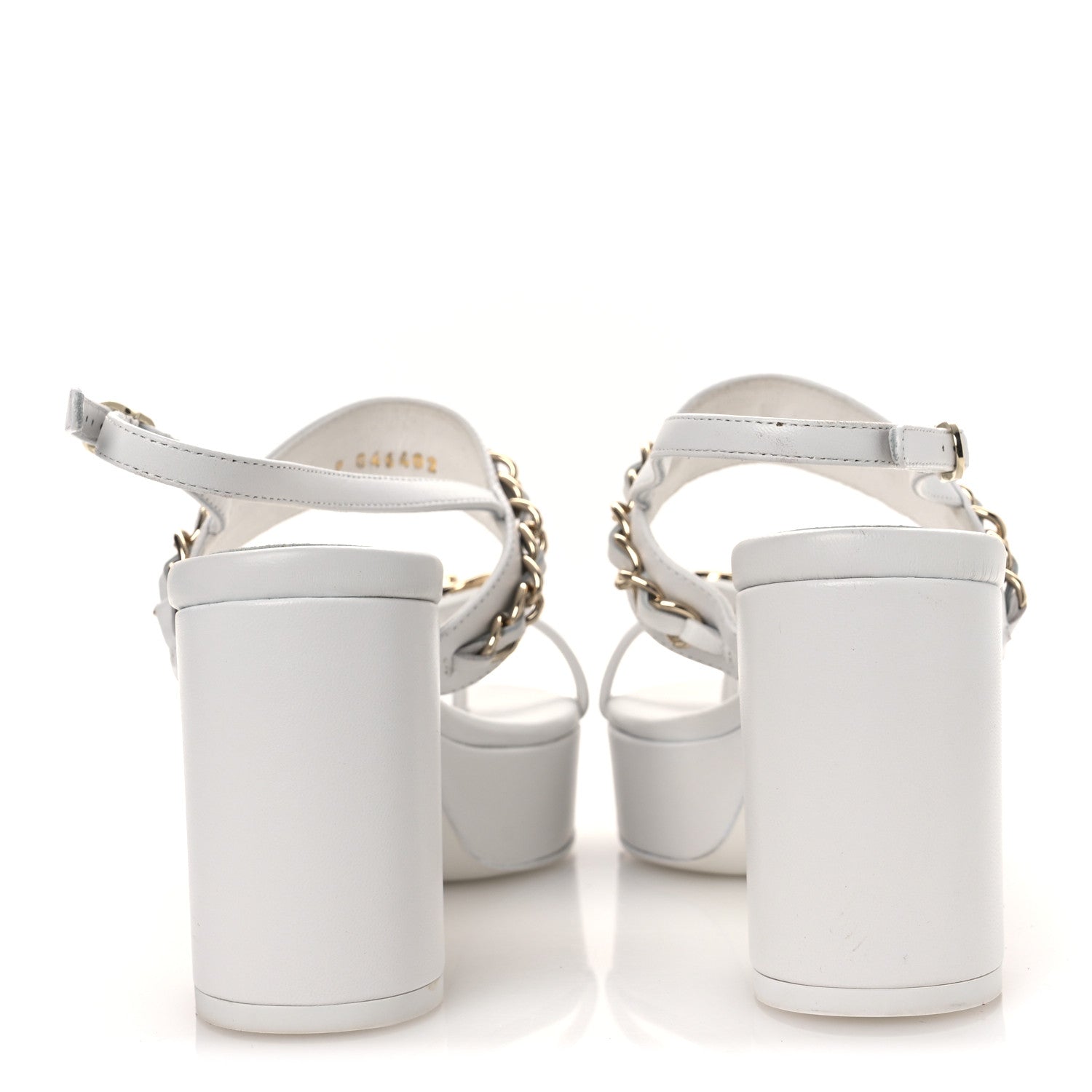 Chanel Lambskin Chain Platform Sandals 39 White 6 of 12