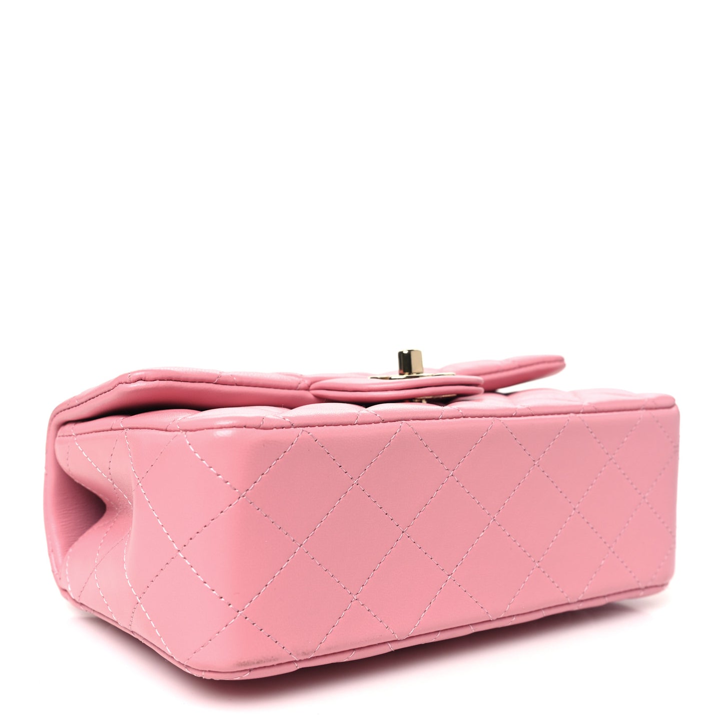 Lambskin Quilted Mini Top Handle Rectangular Flap Pink