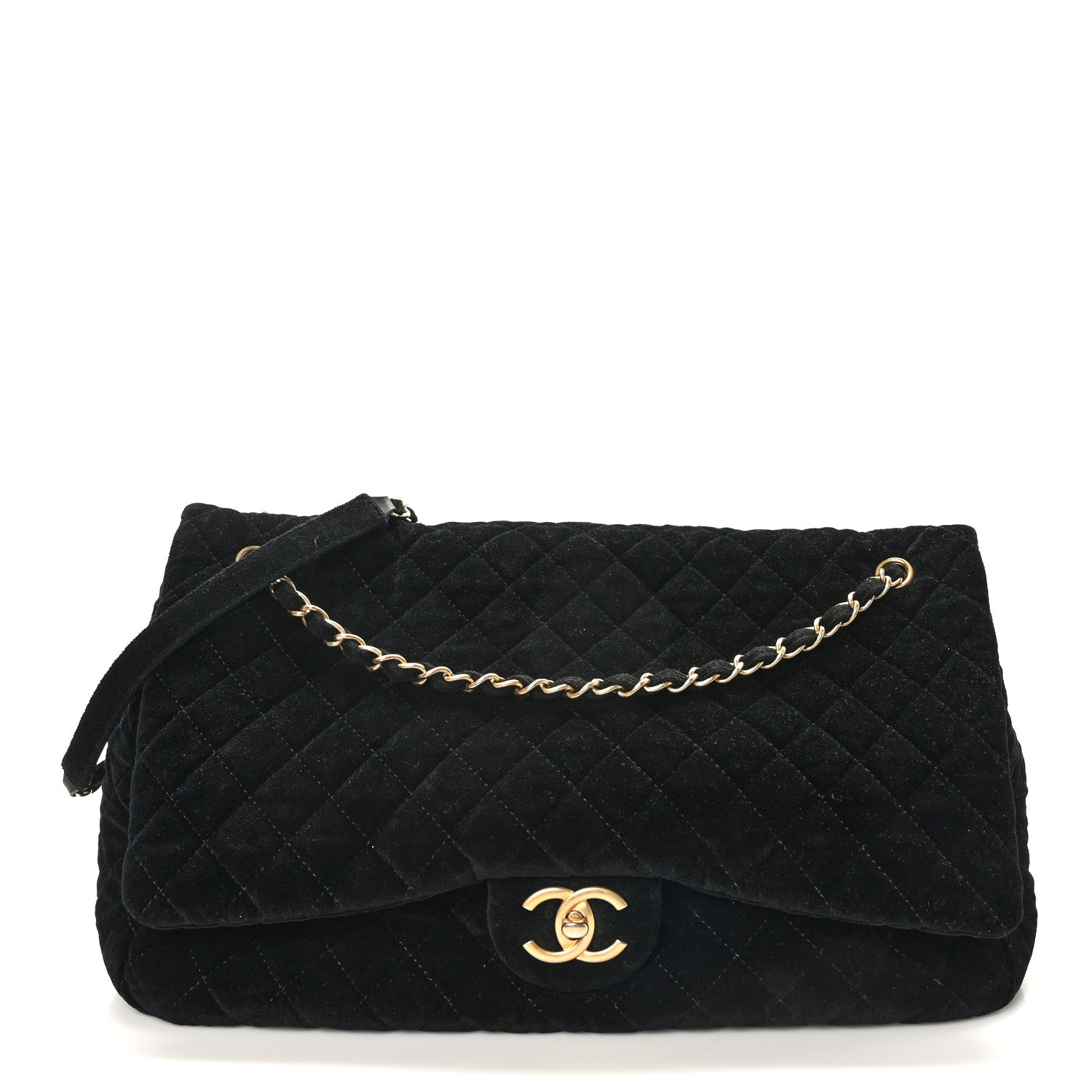 Chanel Velvet Quilted XXL Travel Flap Bag Black 1 of 9