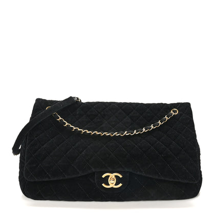 Chanel Velvet Quilted XXL Travel Flap Bag Black 1 of 9
