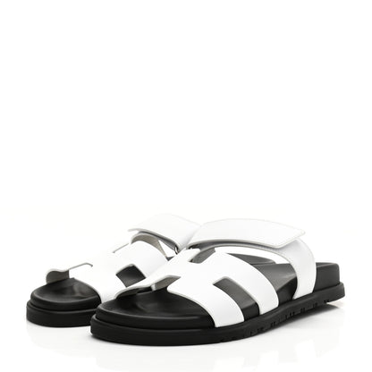Hermes Calfskin Womens Chypre Sandals 39 White 3 of 9