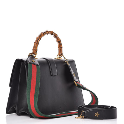 Gucci Calfskin Bamboo Web Large Dionysus Top Handle Bag Black Bright Evergreen Hibiscus Red 3 of 10