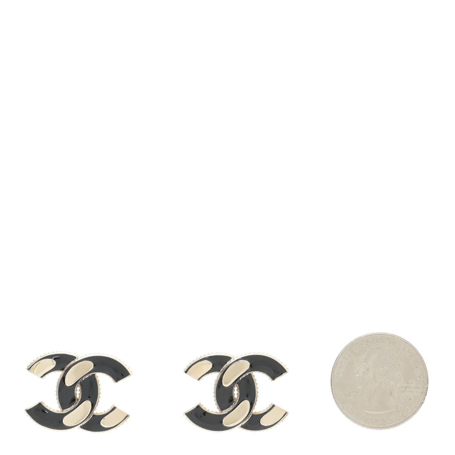 Chanel Enamel CC Earrings Black Gold 2 of 5