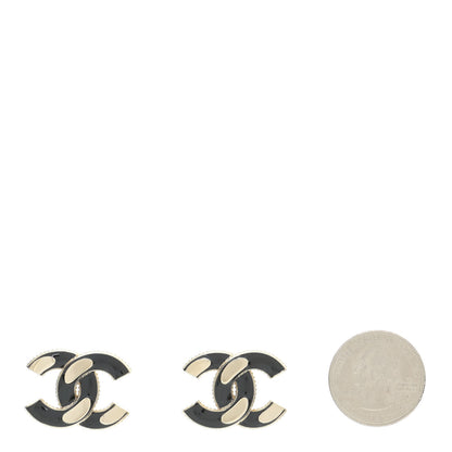 Chanel Enamel CC Earrings Black Gold 2 of 5