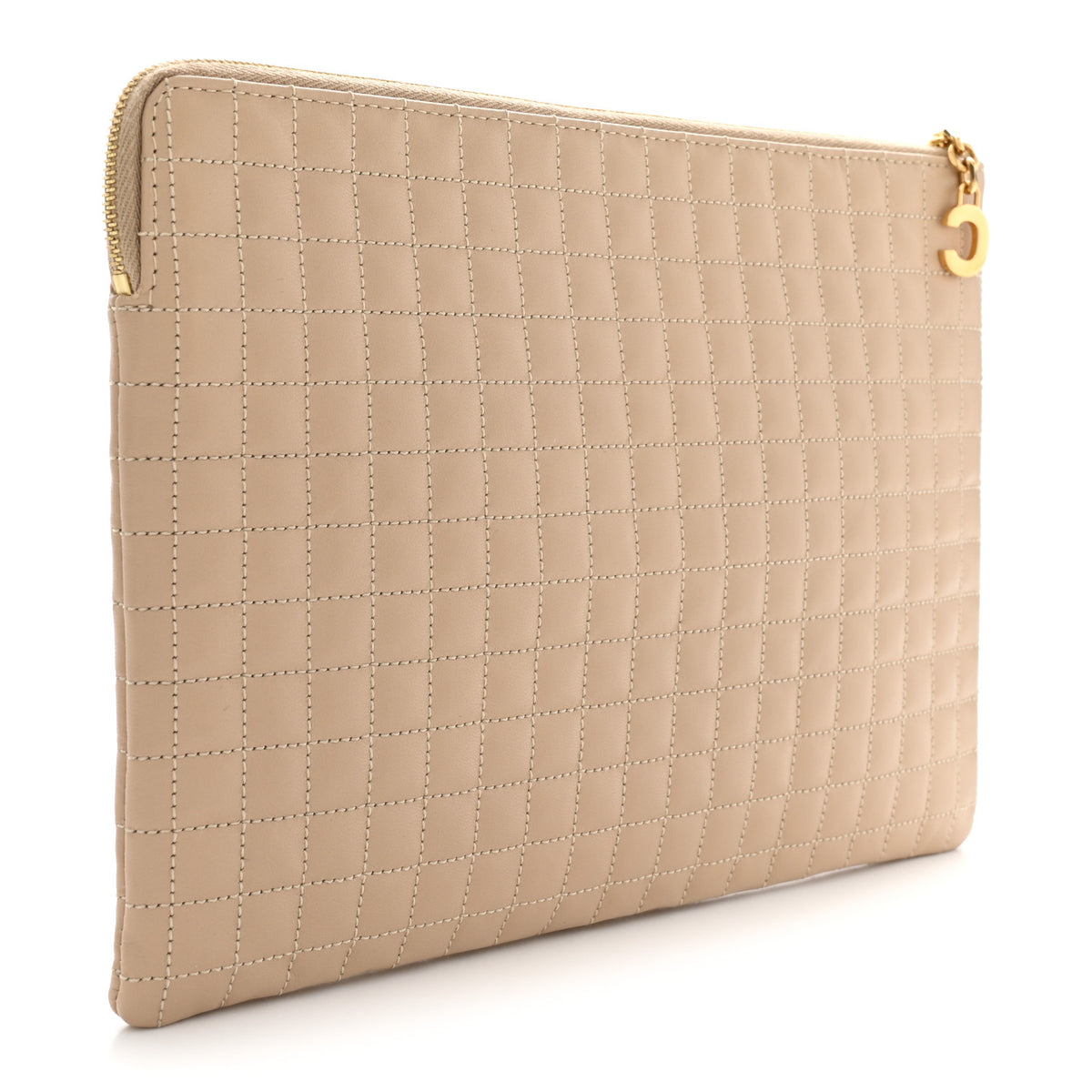 Celine Calfskin Quilted C Charm Pouch Nude 3 of 7