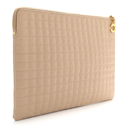 Celine Calfskin Quilted C Charm Pouch Nude 3 of 7