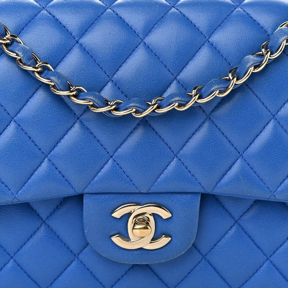 Chanel Lambskin Quilted Medium Double Flap Blue 14 of 15