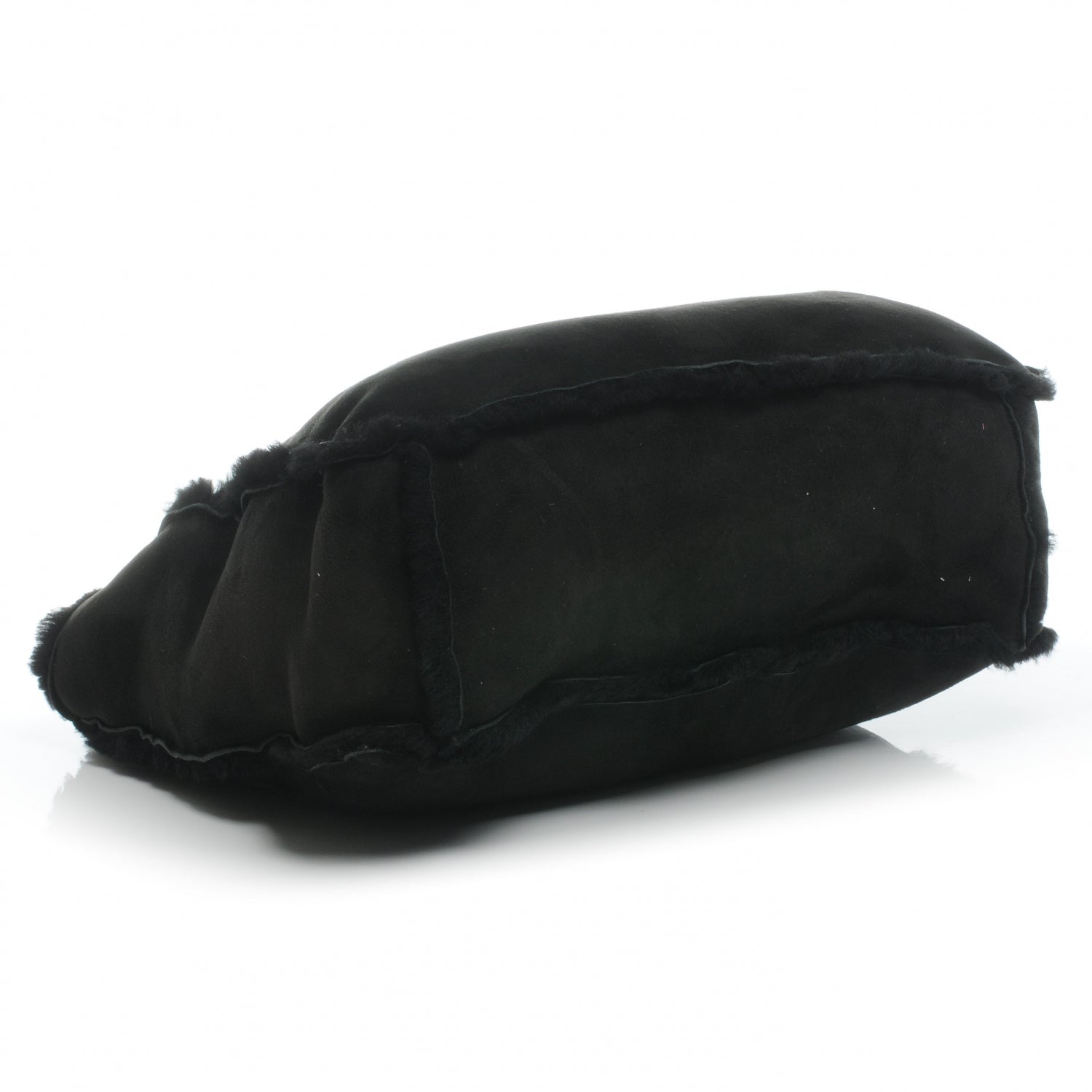 Chanel Suede Shearling Fur Handbag Black 4 of 7