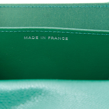 Chanel Caviar Quilted Flap Card Holder Wallet Green 7 of 10