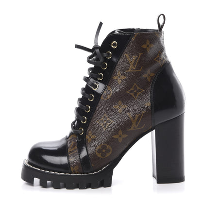 Louis Vuitton Patent Calfskin Monogram Star Trail Ankle Boots 37 Black 1 of 9