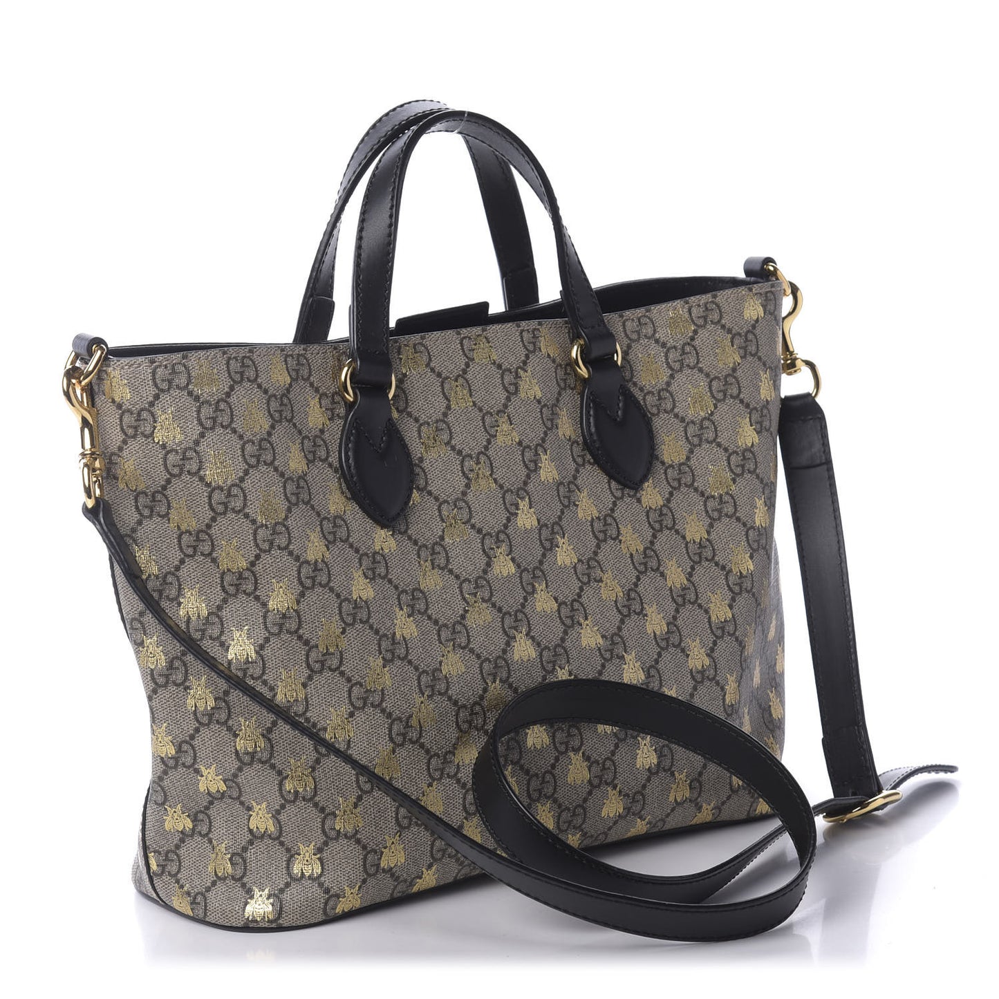 Soft GG Supreme Monogram Bees Small Crossbody Tote Beige Oro Black