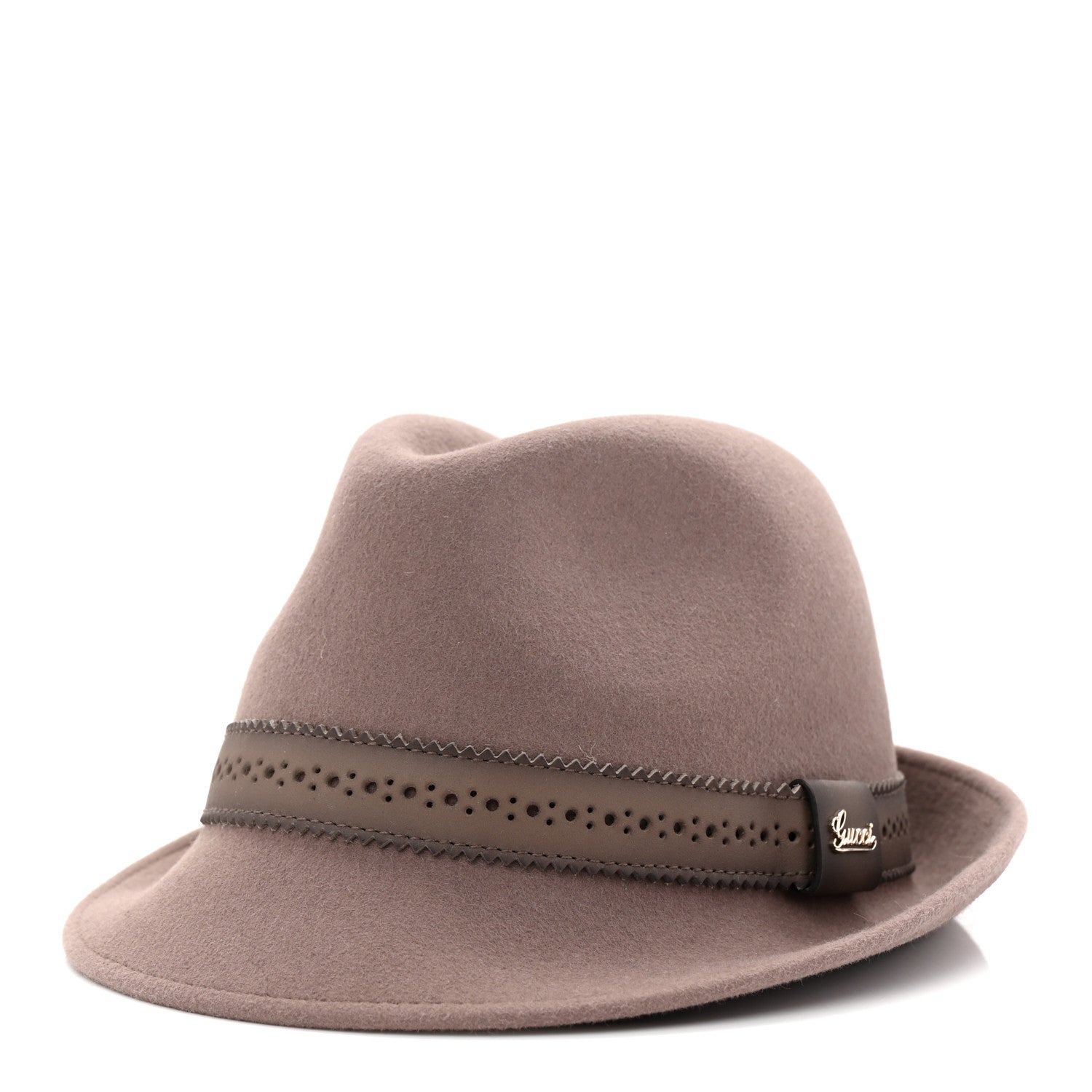 Gucci Rabbit Fur Felt Fedora Hat M Brown 1 of 8