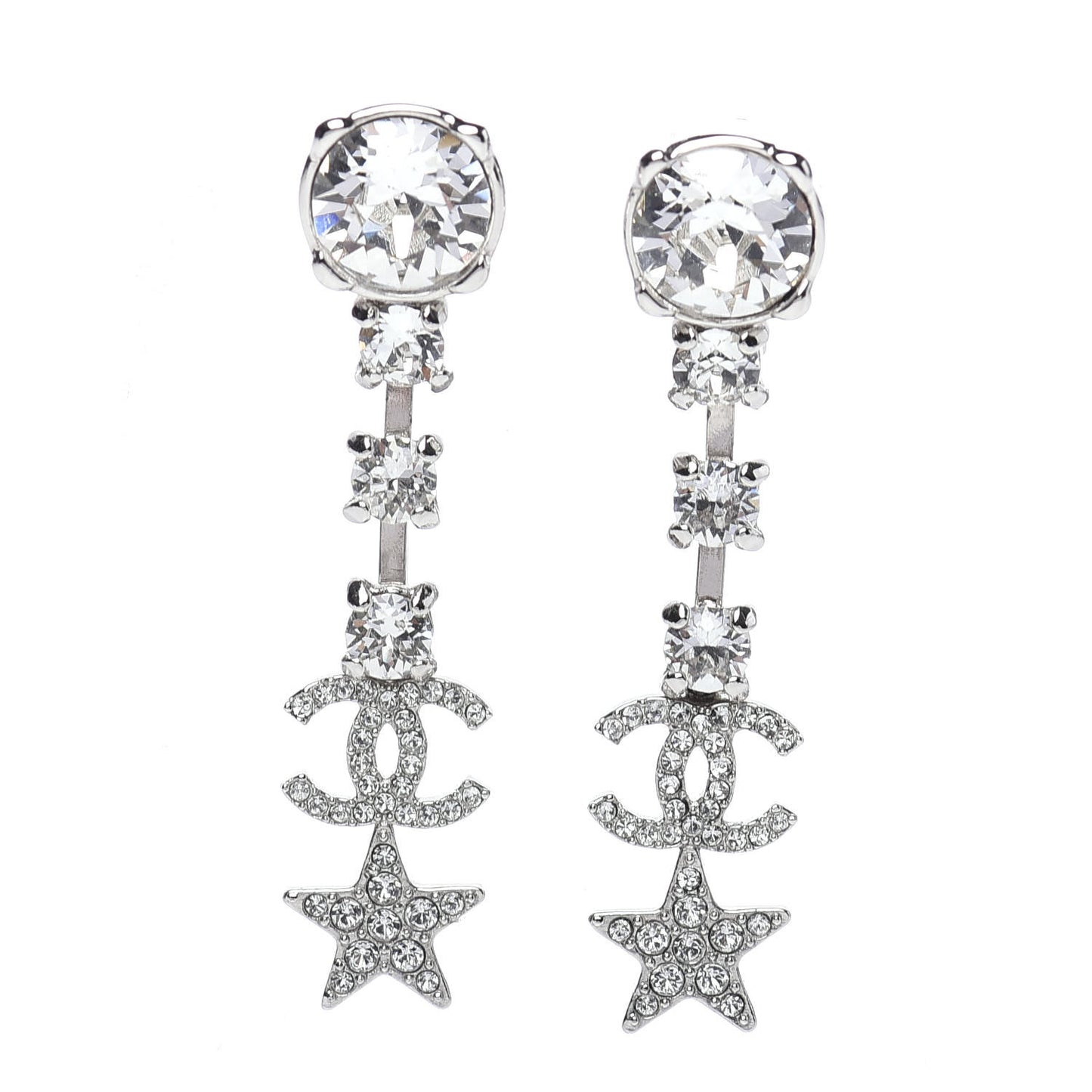 Crystal Starfall Drop CC Earrings Silver