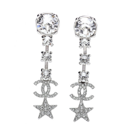 Chanel Crystal Starfall Drop CC Earrings Silver 1 of 5