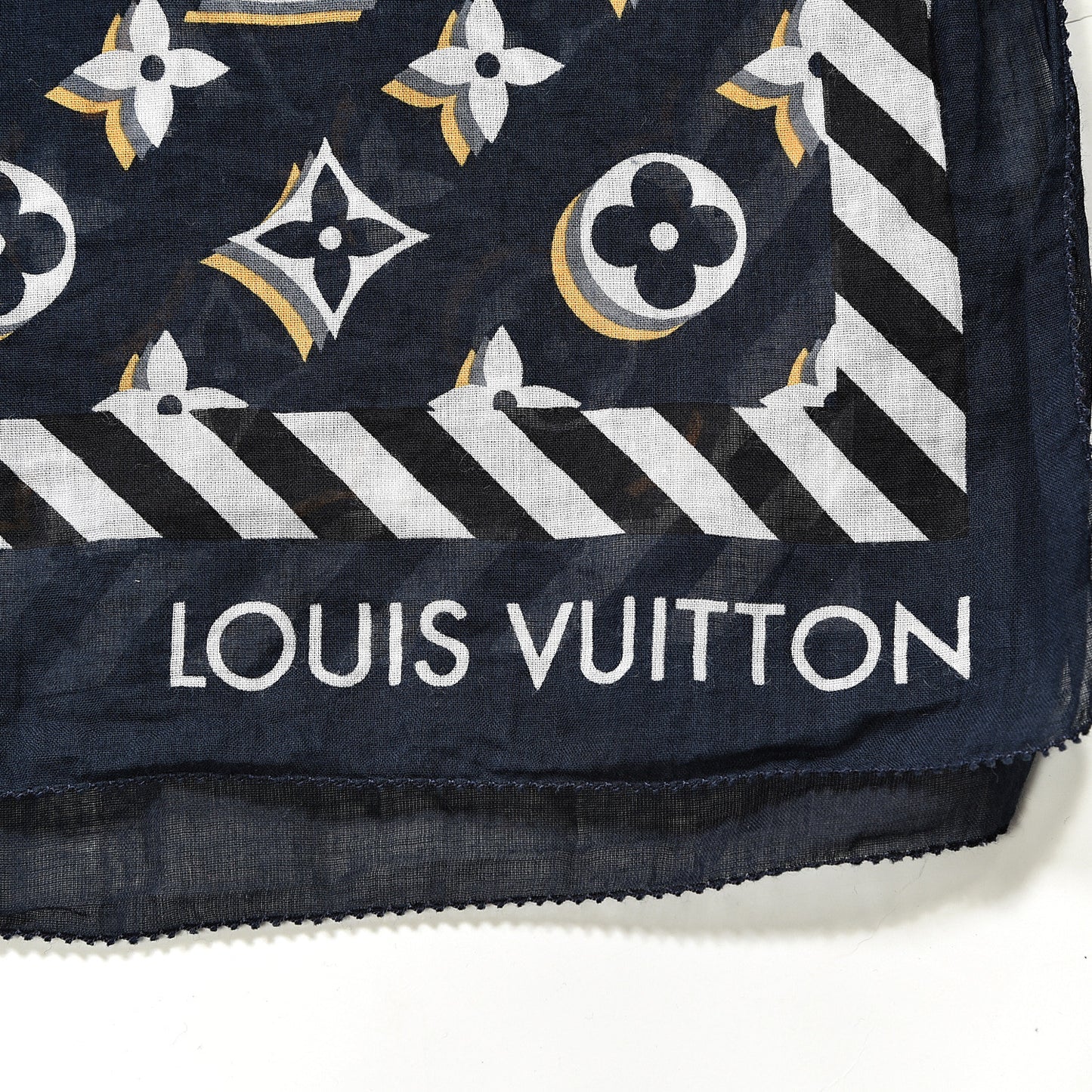 Cotton Monogram Bulles Pareo Scarf Navy
