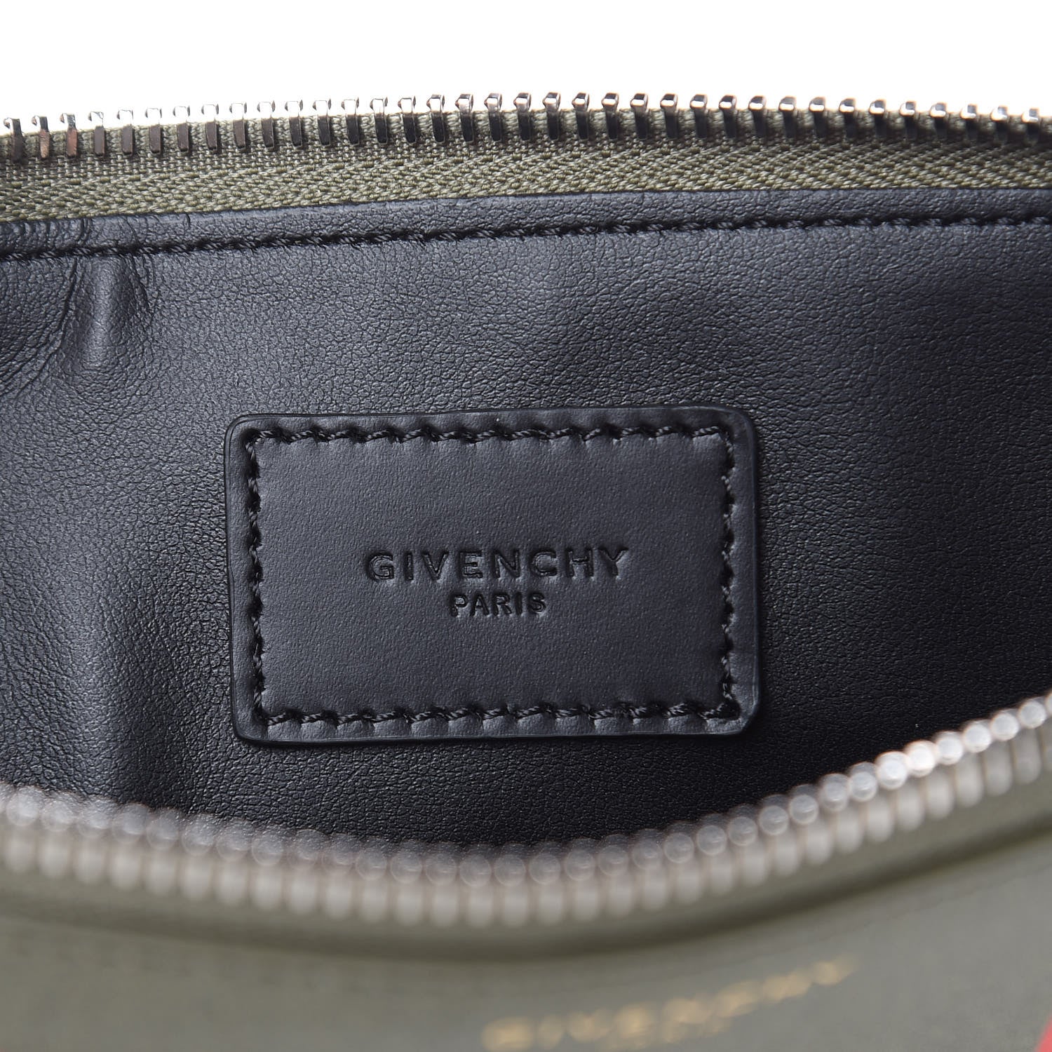 Givenchy Calfskin Egyptian Print Zip Pouch Olive 6 of 7