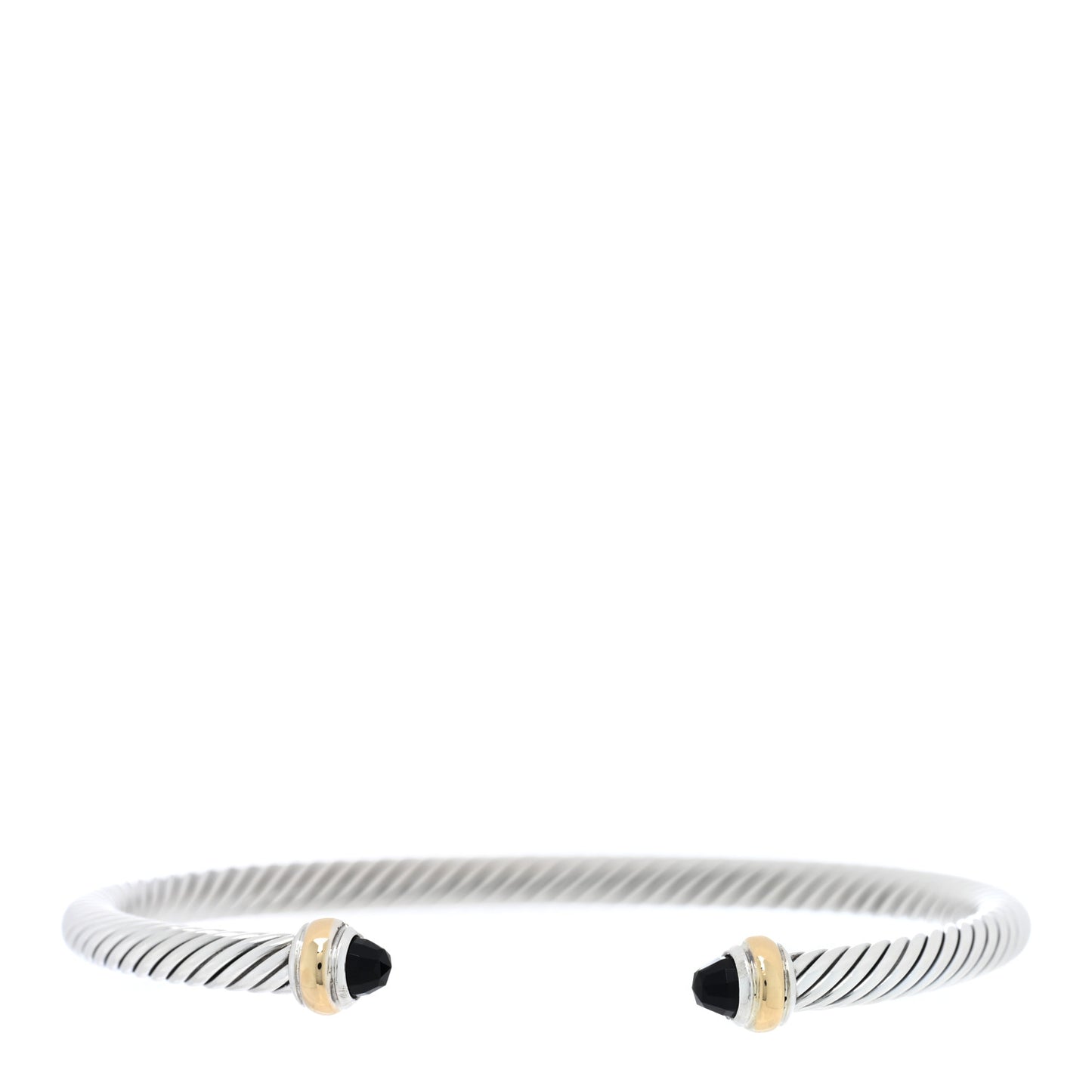 Sterling Silver 18K Yellow Gold Black Onyx 4mm Cable Classics Bracelet